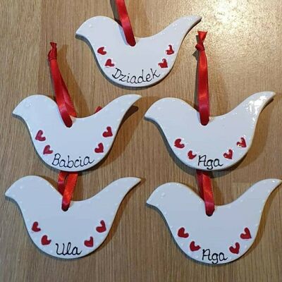 Handpainted ceramic birds - birthday gift - new baby - birthday - handpainted keepsake - christmas gift - friend gift- Easter - valentines
