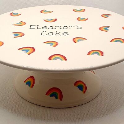 Cake Stand - Mothers Day Gift - Granny - Nana Gift- Cake Stand - Easter Gift -  Handpainted - Birthday -  Cake plate - rainbows