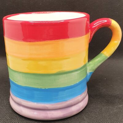 Rainbow Striped Mug - Birthday Gift - Christmas gift - Rainbows - NHS Gift  - LGBTQ Mug - Personalised Mug - Stripey Mug - Handpainted Mug