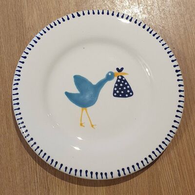 New Baby Plate - new born gift  - personalised plate - birthday gift - handpainted plate - gift for child - new baby - gift - stork