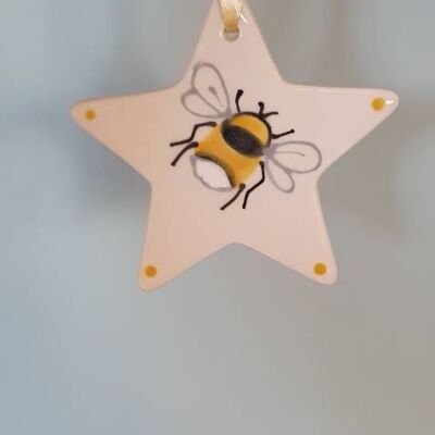 Handpainted Bee Hanging Star- Personalised Gift - Thank You- Christmas Star - Birthday Star