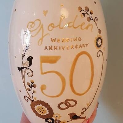 Golden wedding vase  - Handpainted- anniversary vase - Personalised anniversary gift  - 50th wedding anniversary