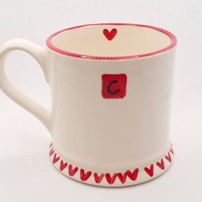 Handpainted mugs - Personalised- initial  - hearts