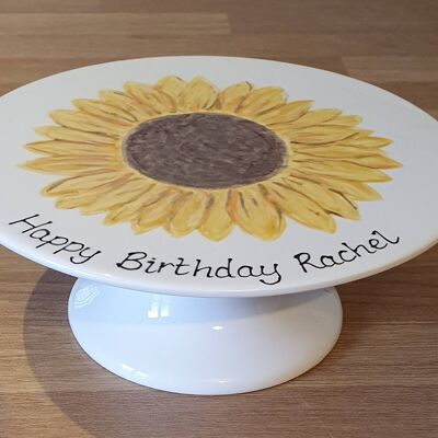 Sunflower Cake Stand - Mothers Day Gift - Granny, Nana Gift- Cake Stand - Easter Gift -  Handpainted - Birthday - Personalised - cake plate