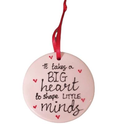 Thank you -  it takes a big heart - to shape little minds -  ceramic - Handpainted - childminder gift - Teacher Gift  - nursery - nana