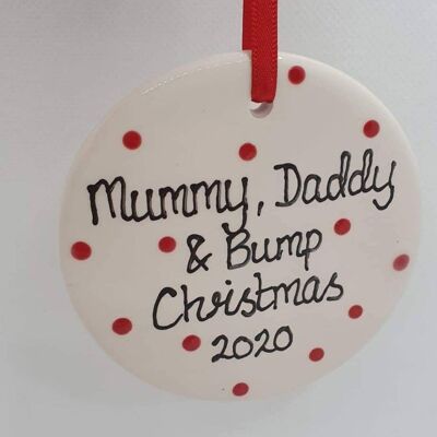 Mummy, Daddy and Bump - Christmas Decoration  - Babies qst Christmas - Bump Christmas  - pregnancy Christmas - 1st Christmas Mummy - Daddy