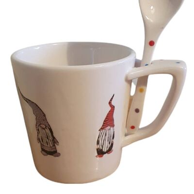 Gonk Design Snack Mug and Spoon - Mug and Spoon  - Pasta Mug -gonk Mug - Office Mug - Secret Santa - Personalised Mug - Lunch Mug - Porridge