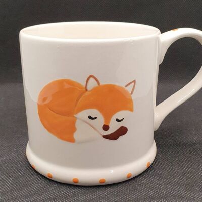 Handpainted Fox Mug  - Personalised-  Fox Mug - Fox Sleeping - Fox