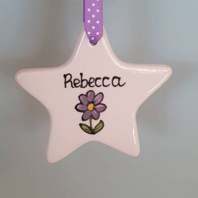 Newborn Baby - Hanging Star  personalised - handpainted - newborn keepsake - Christening gift - new baby gift - birthday Gift- Pocket Hug