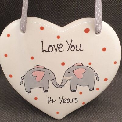 Elephant Love Plaque - Anniversary Gift- Wedding Anniversary - Elephant Gift - Elephant  - Heart Plaques - Wedding Keepsake- Anniversary