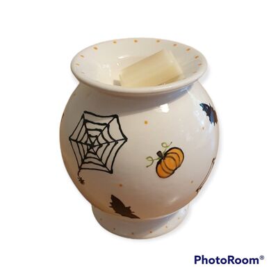 Handpainted - Oil Burner - Tealight - Wax Melt - Pumpkin -  Halloween Wax Melt - Bats - Cobweb - Halloween - Halloween Gift  - Homeware