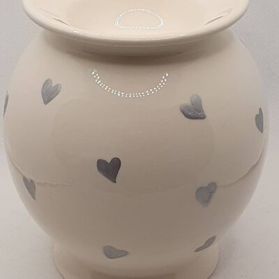 Handpainted - Oil Burner - Tealight - Wax Melt - Emma Bridgewater Inspired  - Gift for Mum - Nana Gift - silver - hearts