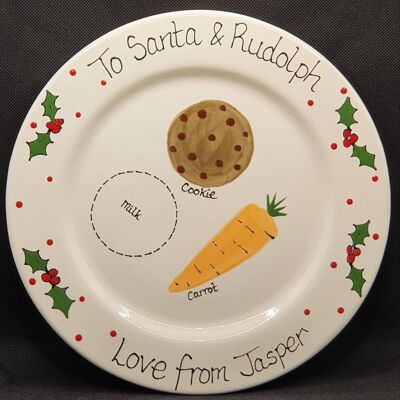 Christmas Eve plate  - personalised Christmas eve plate - santa plate - handpainted santa plate - ceramic