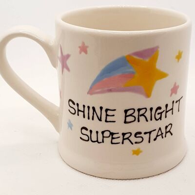 Shine Bright Superstar - Personalised Mug - Shooting Star  - Gift for Colleague - Employee Gift - Pupil Gift - Childs Mug - Gift For Child