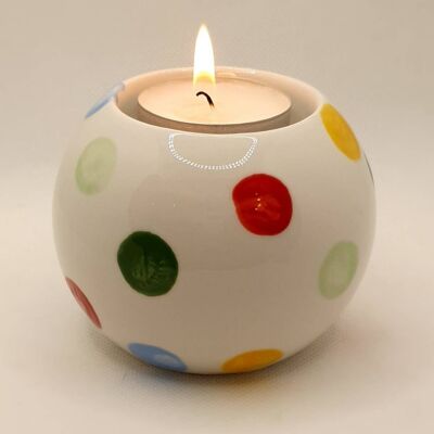 Handpainted Tea Light Holder - Oil Burner - Tealight - Wax Melt - Polka Dot Design - Emma Bridgewater Inspired