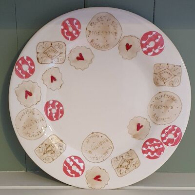 Biscuits - 8 Inch Plate  - Tea and Biscuits  - Mothers Day Gift  - Afternoon Tea - Easter Plate - Handpainted