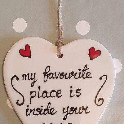 My favourite place is inside you Hug - Hanging Heart  - Valentines day gift  - gift for her - birthday gift  - handing decor - hug - Heart