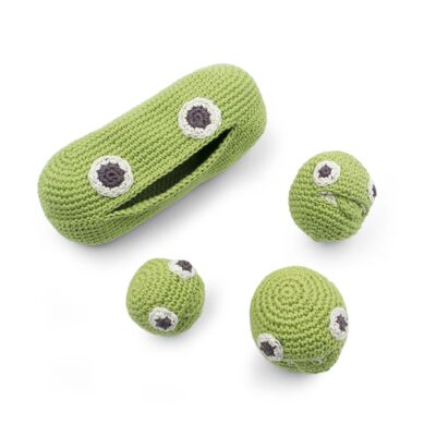THE PEAS FAMILY - BABY RATTLE IN ORGANIC COTTON