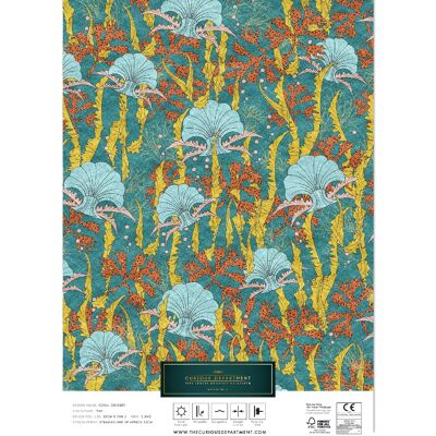 CORAL ODYSSEY TEAL: Wallpaper Sample