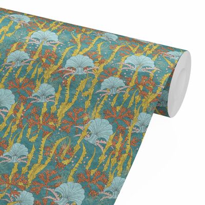 CORAL ODYSSEY TEAL: Wallpaper - Roll