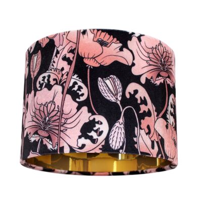 OPIUM BLUSH BLACK: Velvet Lampshade - 25cm (diameter) x 18cm (height) - Standing