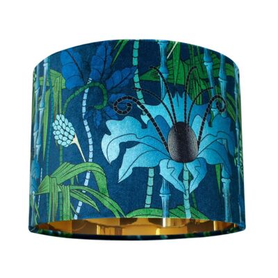 ELECTRIC LAGOON BLUE: Velvet Lampshade - 25cm (diameter) x 18cm (height) - Standing