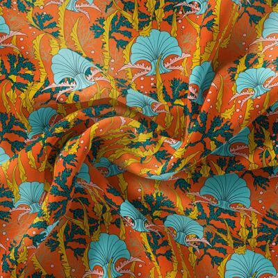 CORAL ODYSSEY ORANGE: Velvet Fabric (per metre) - Metre