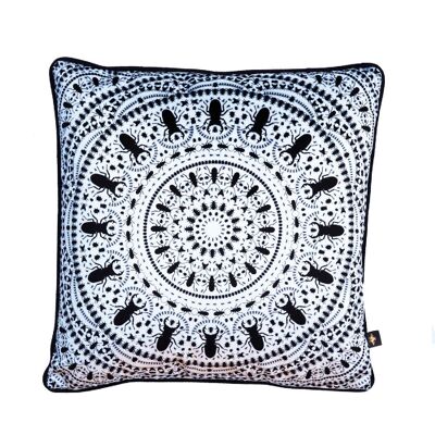INSECT MANDALA WHITE: velvet cushion - Cover Only
