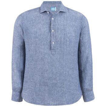 Chemise popover en lin BIARRITZ gris 1