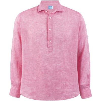 Popover-Hemd aus Leinen BIARRITZ rosa