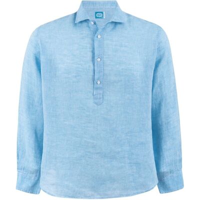 Camicia popover in lino BIARRITZ blu