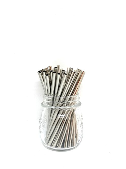 Stainless Steel Straws - Bulk Short 50 pcs: Silver