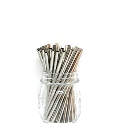 Pajitas de acero inoxidable - Bulk Short 50 pcs: Silver