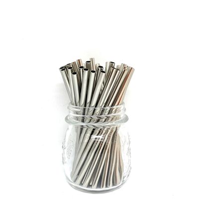 Stainless Steel Straws - Bulk Short 50 pcs: Silver