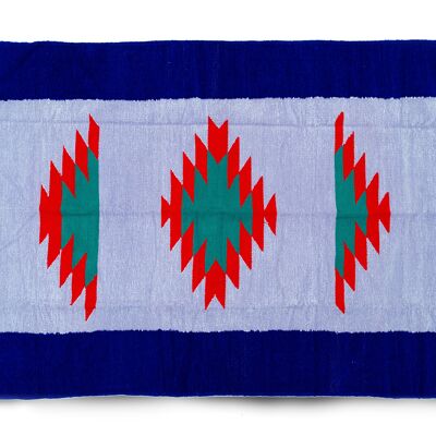 Bordered 4 colour rug (Blue)