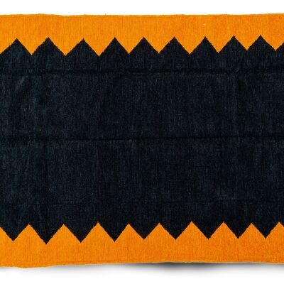 Navy bordered with tribal art rug (Black)