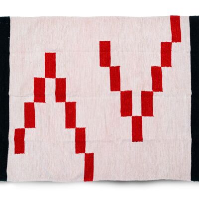 Pink stripes with tribal art rug (Pink)