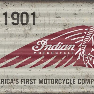 Plaque en tôle ondulée Indian Motorcycles Logo 40 x 60 cm