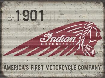 Plaque en tôle ondulée Indian Motorcycles Logo 40 x 60 cm
