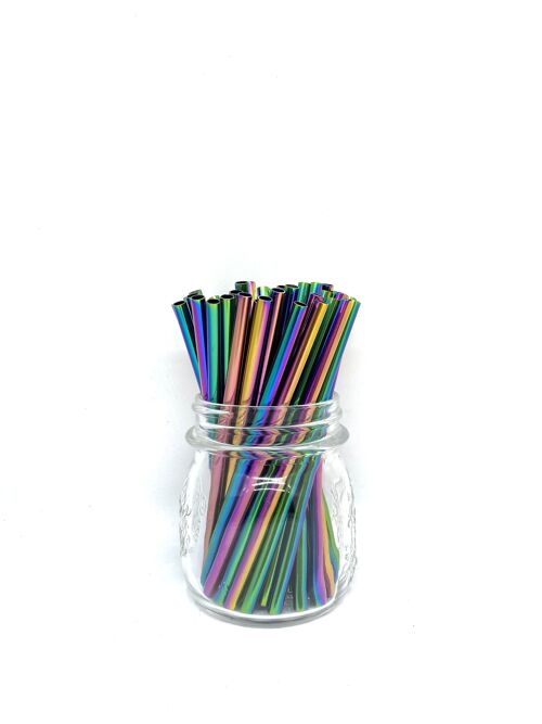 Stainless Steel Straws - Bulk Short 50 pcs: Rainbow