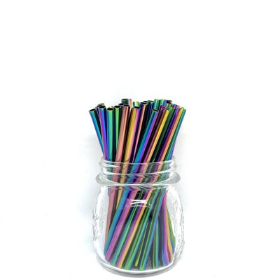 Stainless Steel Straws - Bulk Short 50 pcs: Rainbow