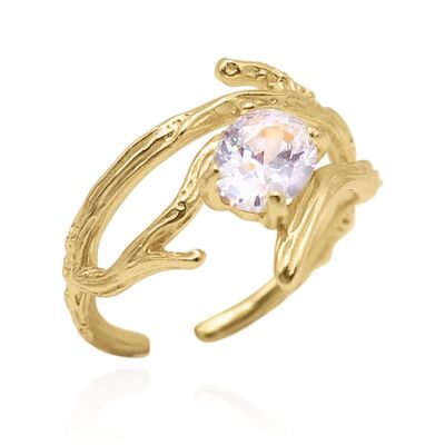 Cadie Branch Effect Stone Ring | 18K Gold Plated