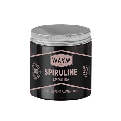 WAAM Cosmetics - SPIRULINA capsules - Jar of 60 organic capsules