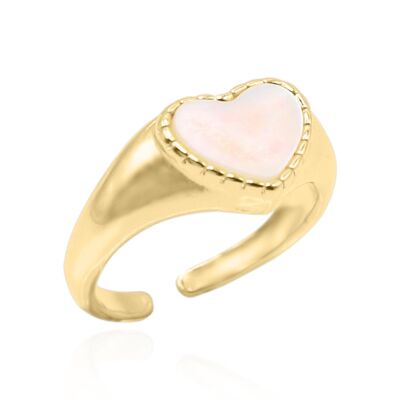 Cariad Heart Mother of Pearl Ring | 18K Gold Plated