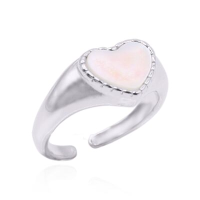 Cariad Heart Mother of Pearl Ring | 925 Sterling Silver