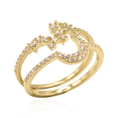 Hala Moon & Constellation Ring Set | 18K Gold Plated