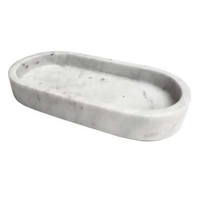 Oval marble tray, white