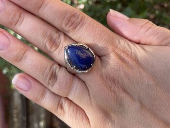 Bague réglable forme goutte en Lapis Lazuli naturel 2