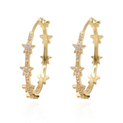 Aneira Star Hoop Earrings | 18K Gold Plated