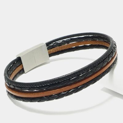 Bracciale da uomo "Leather Star LB26" realizzato in pelle